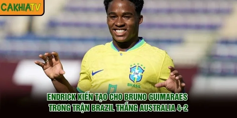 Endrick ăn vạ khi bị chạm ngón tay vào má trong trận Australia gặp Brazil